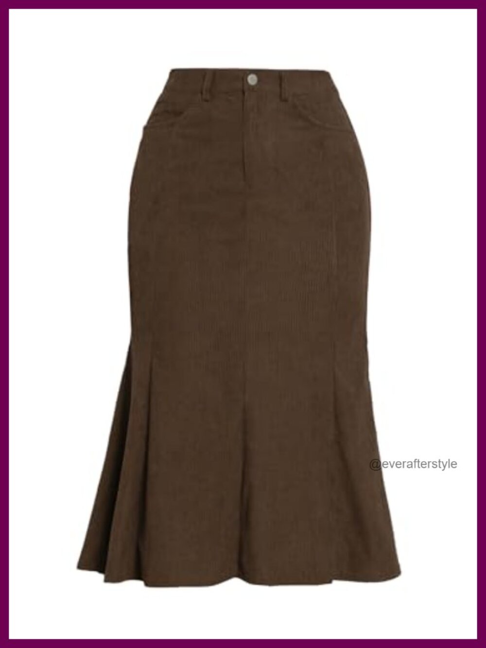 High Waist Corduroy Fishtail Maxi Skirt Mermaid Hem Work Wear
